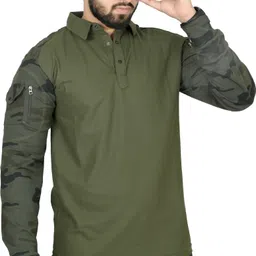 aadaks sportzz Men Solid Polo Neck Cotton Blend Green T-Shirt-picture-16