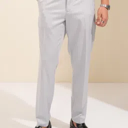 highlander Men Slim Fit Grey Cotton Blend Trousers-picture-13