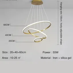 stello Modern Triple Ring Modern LED Chandelier with adjustable designer light image 2
