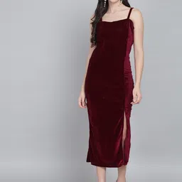 vaararo Women Bodycon Red Below Knee Dress-picture-12