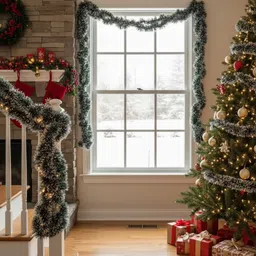 khusha creations Frosted Pine Christmas Garlands for Home Decoration & Festival Decoration Hanging Ornaments Pack of 5 image 2