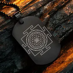 p. r. prints Black Stainless Steel Sri Yantra Dog Tag Pendant Necklace for Men Alloy Pendant-picture-12