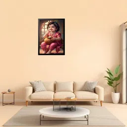 shri veer balaji enterprise PAINTING-LADDUGOPAL-PINK Acrylic 12 inch x 9 inch Painting image 3