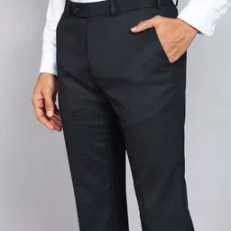 raymond Men Slim Fit Dark Blue Cotton Blend Trousers image 5