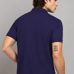 arrow Men Solid Polo Neck Cotton Blend Blue T-Shirt image 4