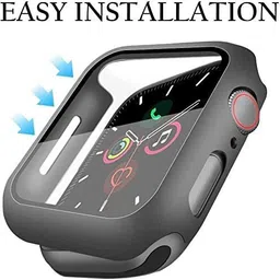 ankSONline Edge To Edge Screen Guard for Apple Watch 45mm Series 7, Case with Built-in Tempered Glass Screen Protector, Thin Guard Bumper Full Coverage image 3