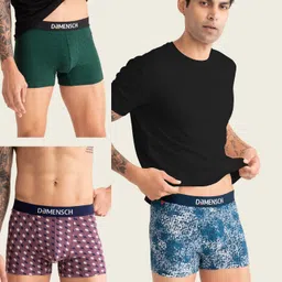 damensch Pack of 3 Combed Cotton Stretch V Shape Printed Men Trunk-picture-28