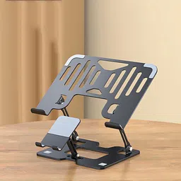 Shop Stoppers oldable, Ventilated & Ergonomic Metal Alloy Riser for Laptops up to 17 Inch 2 in 1 Adjustable & Foldable Laptop Stand with Mobile Holder - Ergonomic Riser Aluminium Desk Stand Laptop Stand with Adjustable Height Compatible with Universal Laptops-picture-22