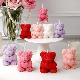 Silicone Fondant & Gum paste Mould HUSAINI MART | MINI Rose Bear Candle Making Molds,3D teddy bear mold for handmade soaps,Silicone Epoxy Resin Mould,Ornament for DIY Wax Candle Art Craft Cake Chocolate Home Decor Mother’s Day Gift Birthday Gift image 3