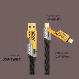 OSM USB Type C Cable 1 m Braided 4 in 1 65W Fast Charging Cable Compatible for i-phone & Android with MFI Certified DC128 image 4