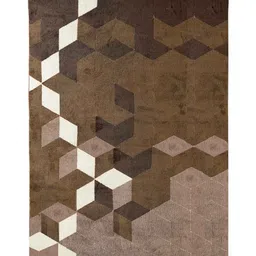 saral home Beige Abstract Cotton 5 ft x 7 ft Machine Made Carpet image 2