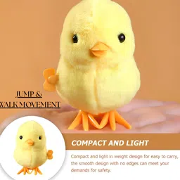 amaco wind-up key jumping chick toys for kids cute yellow plush small chicken toy SW38 image 3