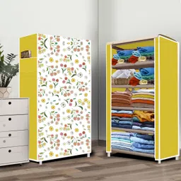 furnigully 5 Tire Warm Flower Print PVC Collapsible Wardrobe-picture-18