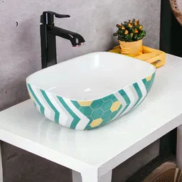 lily Premium Quality Attractive Ceramic Glossy Art Basin For Bathrooms & Living Room AR-06 [18 x 13 x 5]INCH Table Top Basin-picture-16