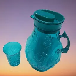 ABCDI 2 lt Plastic Water Lotus Jug & Handle and 4 Pcs Serving Glass Set Combo Multicolours A3 Jug Glass Set-picture-45