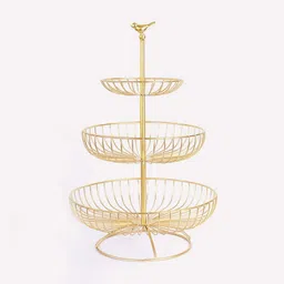 prime krafts 3 Tier Fruit Basket for Fruits Vegetables Bread Snack Storage, Bird Shape Handle Iron Fruit & Vegetable Basket-picture-31