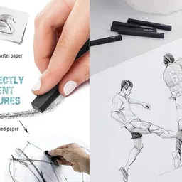 artistery Compressed Charcoal White Charcoal Pencil Medium Set, 6 Compressed Charcoal Arts Shading Set Stick image 5