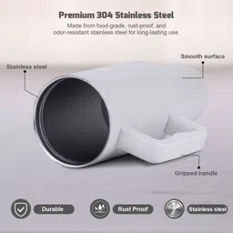 myoz Stainless Steel Vacuum Double Insulated Tumbler with Lid, Cap, Handle & Straw 1200 ml Bottle image 5