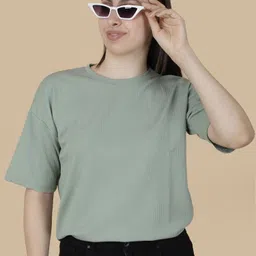 vdtrend Women Solid Round Neck Wool Blend Light Green T-Shirt-picture-21