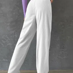 rajovati Women Loose Fit White Lycra Blend Trousers image 3