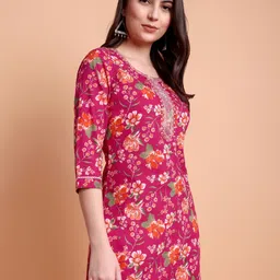 will bottom Women Floral Print, Embroidered Pure Cotton A-line Kurta image 5