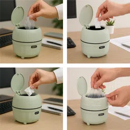 bella n bloom Neatly Mini Desk Trash Can – Compact Push Lid Bin for Office & Home Plastic Dustbin image 5