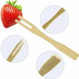 krishzone wooden fruit fork pack of 65-70pc Disposable Bamboo Fruit Fork Set-picture-12