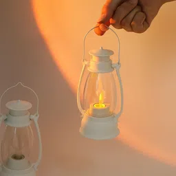 kavyara LED Mini Lantern with Acrylic Chimney | 8–12 Hrs. Burning Time | Flameless White Plastic Hanging Lantern image 2