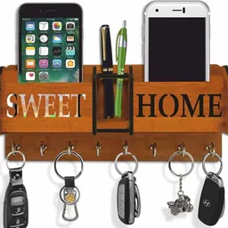 laayo Multipurpose 2 Pocket Pen/Accessories Stand Wood Key Holder-picture-22
