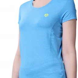 monstabolic Women Solid Round Neck Polyester Purple T-Shirt image 3