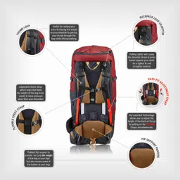 forclaz by decathlon Large 70 L Laptop Backpack Trekking Bag 70L Easy-Fit - MT 100 Mahogany image 5