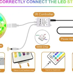 daiwik 120 LEDs 3 m Multicolor Color Changing, Flickering, Steady Strip Rice Lights image 3