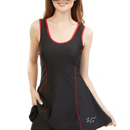 zium 4-Way Lycra Swimsuit: with Attached Cycling Shorts & Padded with Lining Printed Women Swim-dress Black Swimsuit-picture-10