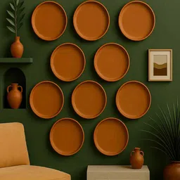 the handicraftian (Set Of 10 )Terracotta Wallplate 11 Inches image 4