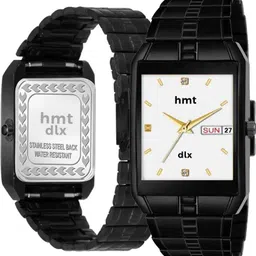 hmt dlx Day & Date Series Original Black Plating Quartz Metal Wrist Watch Analog Watch - For Men Day & Date Functioning Black Plated Chain Watch Analog Watch - For Men image 5