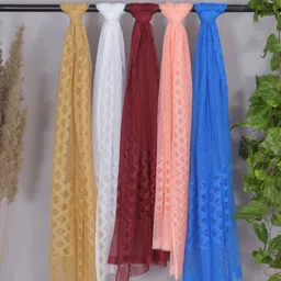 Net Self Design Multicolor Women Dupatta-image-95