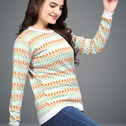 vghc fashion Casual Regular Sleeves Printed Women Yellow Top-picture-10