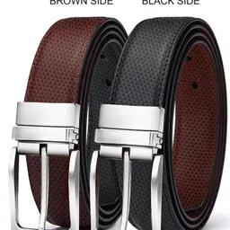 provogue Men Formal, Casual, Party Black, Brown Artificial Leather Reversible Belt image 2