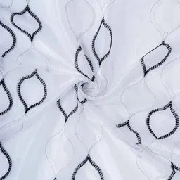 parda online Black & White Polyster Floral 5ft Sheer Eyelet Window/Door (1 Pc) image 3