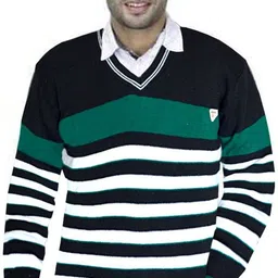 mf creation Men Striped V Neck Multicolor Sweater-picture-11