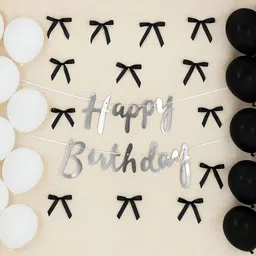 gleam sphere decor Monochrome Luxe Birthday Decor Set – Black & White Charm image 3
