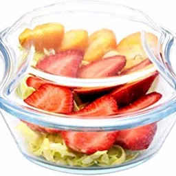 femora Borosilicate Glass Microwave Safe Mixing Bowl 2100 ML, Serving Casserole 1500 ML, Silicone Spoon Serving (Set of 3) Bowl, Spoon Serving Set image 2