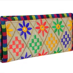 sunvika house Casual Beige, Multicolor Clutch image 3