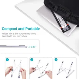 ASTOUND Adjustable Aluminum Laptop Table Stand Tablet Foldable Desktop Cooling Holder Portable Notebook Bracket Laptop Stand Folding Desktop Holder For Desk 11-17 Inch Laptop Stand Aluminium, Steel Floor and Desk Stand Laptop Stand with Adjustable Height Compatible with Universal Laptops image 4