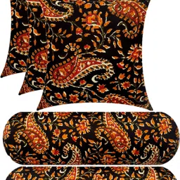 changers Microfibre Bolster Pack of 5 Floral Combo Set Of 3 Cushion And 2-picture-22