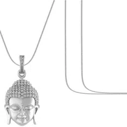 akshat sapphire Sterling Silver (92.5%Purity)Spiritual God Gautam Buddha Snake Chain Pendant 22" Sterling Silver Pendant-picture-26
