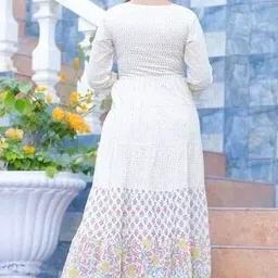 af asha fabrics Women Embroidered Viscose Rayon Anarkali Kurta image 2