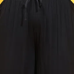 oxolloxo Women Plus Size Elasticated Waist With Tie-Knot Detail Pant With Side Pockets Women Regular Fit Black Viscose Rayon Trousers image 5