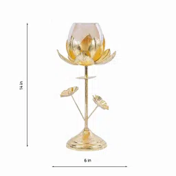 kreative arts Antique Iron T- Light Holder (Gold) image 2