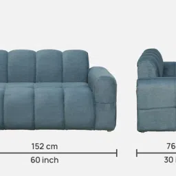 casacraft from pepperfry Edelmira Faux Fur Fabric 2 Seater Sofa In Slate Blue Colour image 2